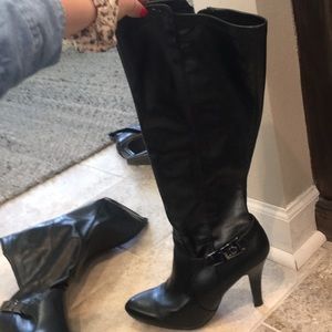 Black leather boots